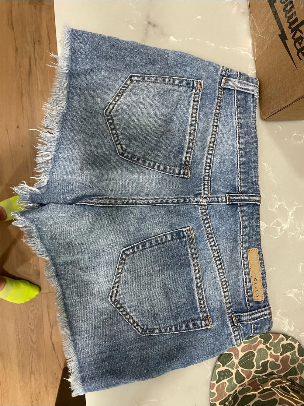 Cello Women's Light Blue Frayed Denim Skirt